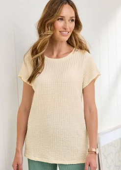 Cotton Traders Warm Cream Textured Jersey Top