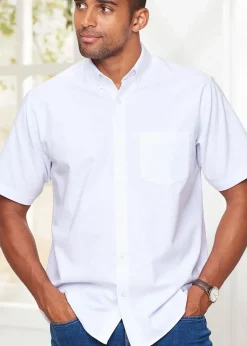 Cotton Traders White Short Sleeve Oxford Shirt