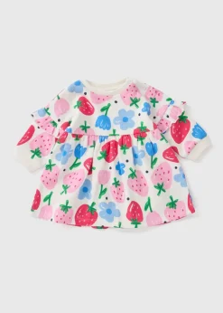 Cream Baby Strawberry Print Sweater Dress (Newborn-23mths)