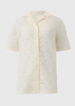 Cream Crochet Shirt Top