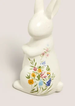 Cream Floral Ceramic Bunny
