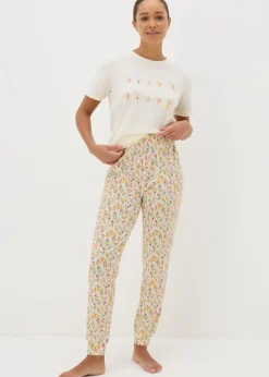 Cream Floral Print Pyjama Bottoms