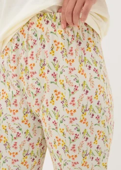 Cream Floral Print Pyjama Bottoms