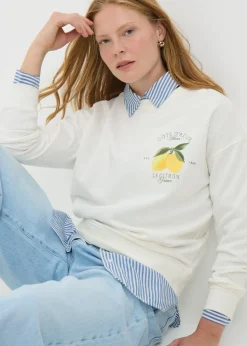 Cream Lemon Print Sweatshirt