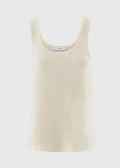 Cream Linen Blend Vest Top