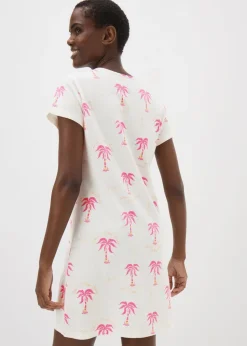 Cream Palm Tree Pattern Nightie