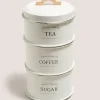Cream Stackable Tea, Coffee, and Sugar Canisters