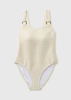 Cream Textured Sparkle Swimsuit