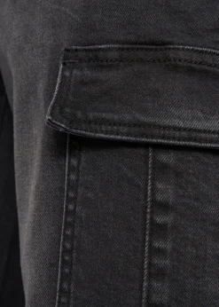 Crosshatch Black Wash Kremtap Cargo Jeans