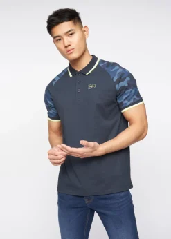 Crosshatch Navy Cramdark Camo Polo