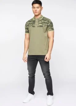Crosshatch Olive Brightling Camo Polo
