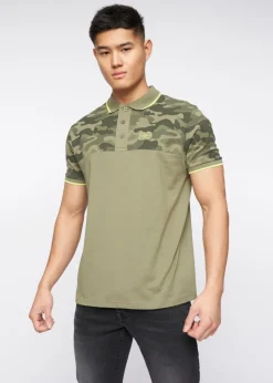 Crosshatch Olive Brightling Camo Polo