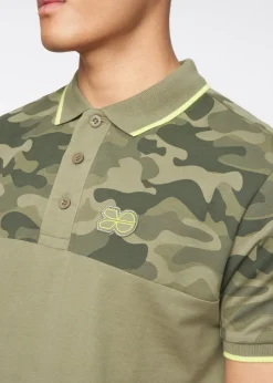 Crosshatch Olive Brightling Camo Polo