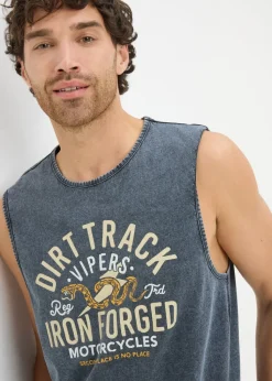 Dark Washed Acid Printed Vest