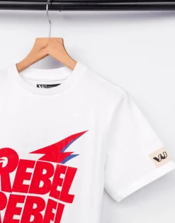 David Bowie Unisex Kids White David Bowie T-Shirt (3-12 Years)