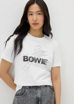 David Bowie White Bowie Lightening Bolt T-Shirt