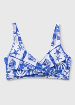 DD+ Blue Shell Tile Crop Bikini Top