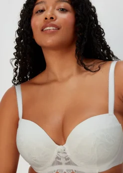 DD+ Cream Lace Padded Bra