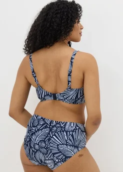 DD+ Navy Floral Tie Front Bikini Top