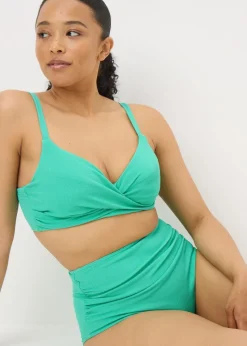 DD+ Turquoise Shapewear Crop Bikini Top