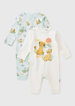 Disney 2 Pack Cream Lion King Sleepsuits (Newborn-23mths)