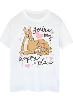 Disney Bambi You're My Happy Place White Boyfriend Fit T-Shirt