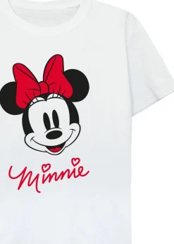 Disney Kids White Minnie Mouse Face Printed T-Shirt (3-13 yrs)
