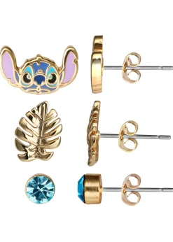 Disney Lilo & Stitch Blue/Gold Coloured 3 Piece Earring Set