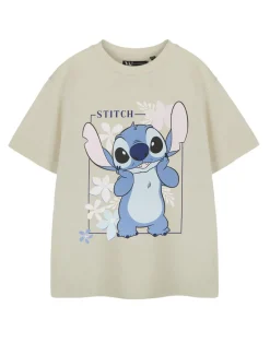 Disney Lilo & Stitch Girls Beige Big Stitch T-Shirt (3 - 14 Years)