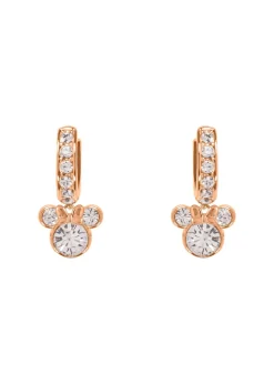Disney Minnie Mouse Rose Gold Plated Crystal Hoop Earrings & Necklace Set