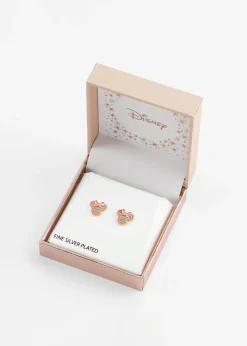 Disney Minnie Mouse Rose Gold Brass CZ Stone Set Earrings