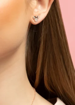 Disney Minnie Mouse Rose Gold Brass CZ Stone Set Earrings