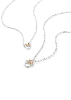 Disney Minnie Mouse Silver Mother & Daughter Necklace Set