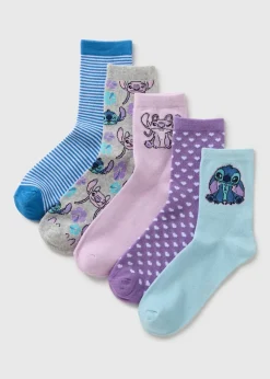 Disney Stitch 5 Pack Multicolour Ankle Socks