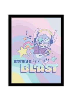 Disney Stitch Purple Having A Blast Framed Poster (45cm x 35cm)