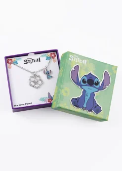 Disney Stitch Silver Flower Charm Necklace