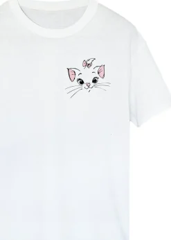 Disney The Aristocats Marie Face White Printed Boyfriend Fit T-Shirt