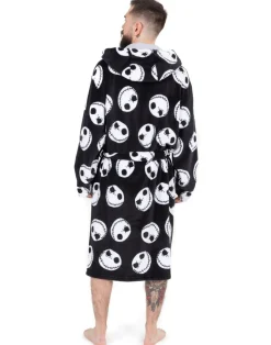 Disney The Nightmare Before Christmas Mens Black Jack Skellington Bathrobe