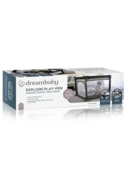 Dreambaby Grey Explore Fabric 6-Sided Playpen With Padded Frame