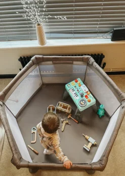 Dreambaby Grey Explore Fabric 6-Sided Playpen With Padded Frame