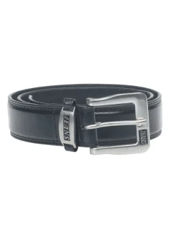 Duke Black Kenny Bonded Leather Buckle Waist Belt