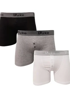 Duke Black/White London Driver Cotton Boxer Shorts (Pack of 3)