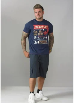 Duke Navy Nick Elasticated Waist Cargo Shorts