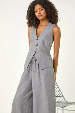 Dusk Grey Dusk Elasticated Waist Wide Leg Trouser