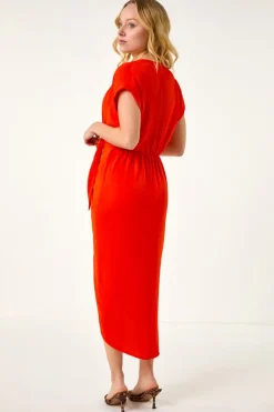 Dusk Orange Dusk Tie Detail Wrap Dress