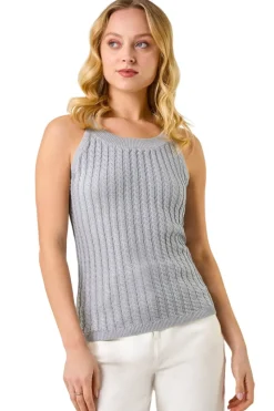 Dusk Silver Dusk Metallic Knit Vest Top
