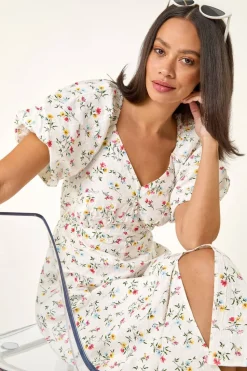 Dusk White Dusk Ditsy Broderie Midi Dress