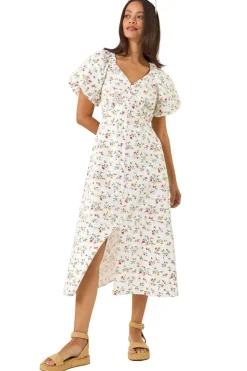 Dusk White Dusk Ditsy Broderie Midi Dress