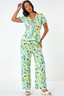 Dusk White Dusk Floral Motif Tie Top