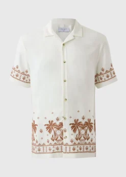 Ecru Embroidered Palm Shirt